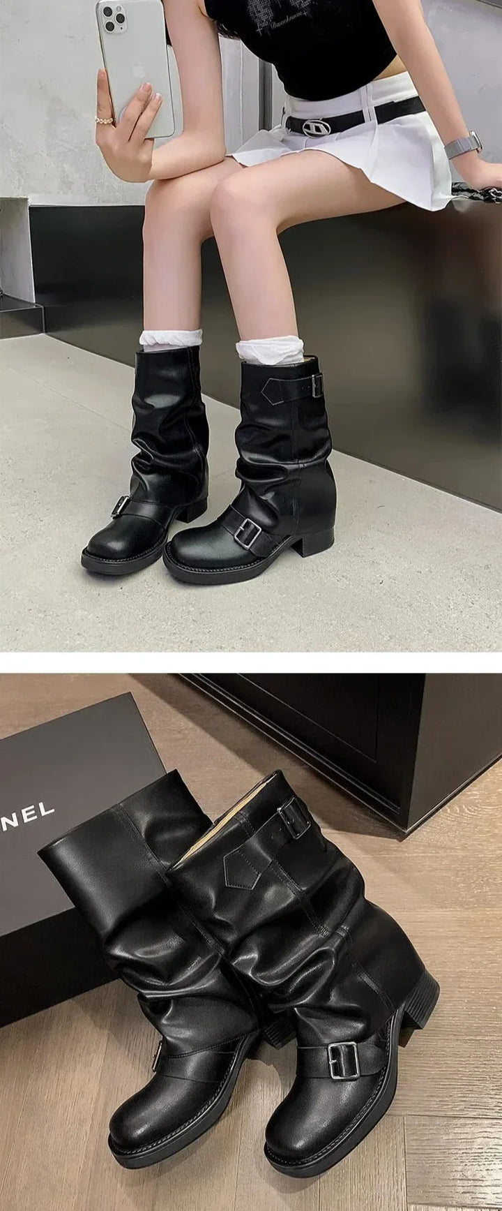 Drune | Falten Mid-Calf Stiefel