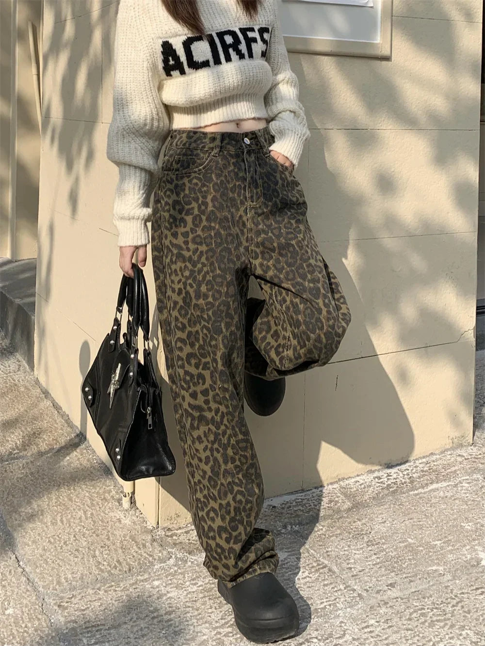 Drune | Modische Leopardenmuster Jeans Für Damen