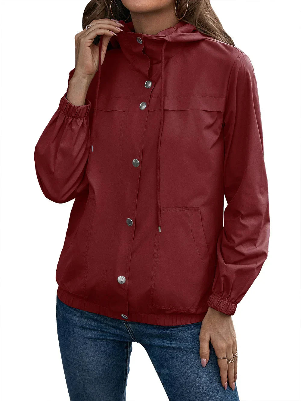 Drune | Damen Kapuze Wasserdichter Trenchcoat Langarm