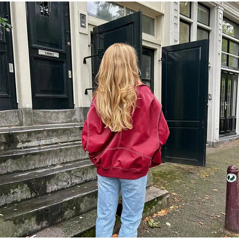 Drune | Vintage Übergroße Lederjacke für Damen - Perfekt für Drune | Tage