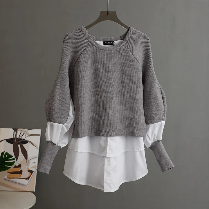 Drune | Weinlese Rundhals Gestrickter Frauenpulli