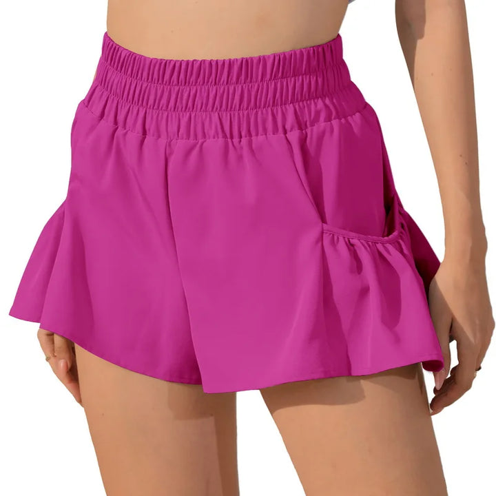 Drune | Damen Sport Shorts Mit Rüschen Und Taschen