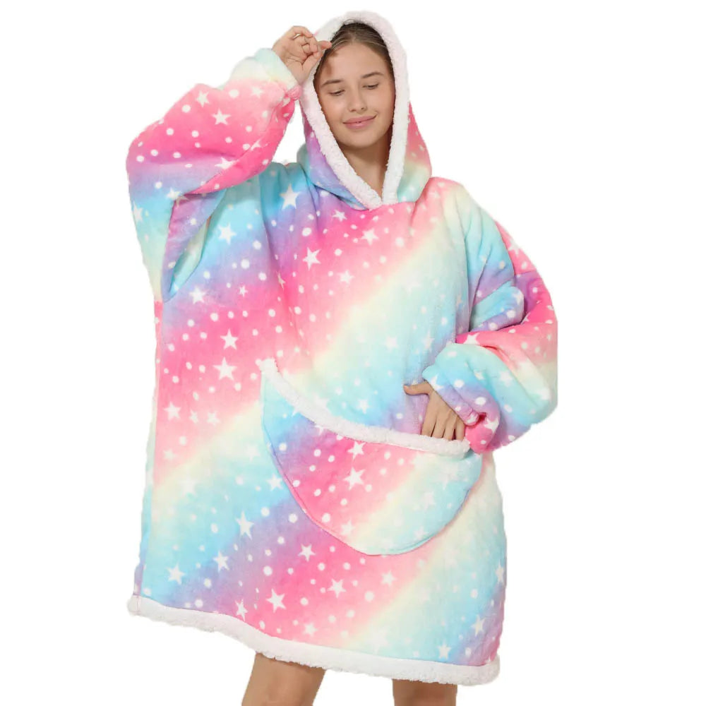Drune | Übergroße Fleece-Decke mit Kapuze und Taschen