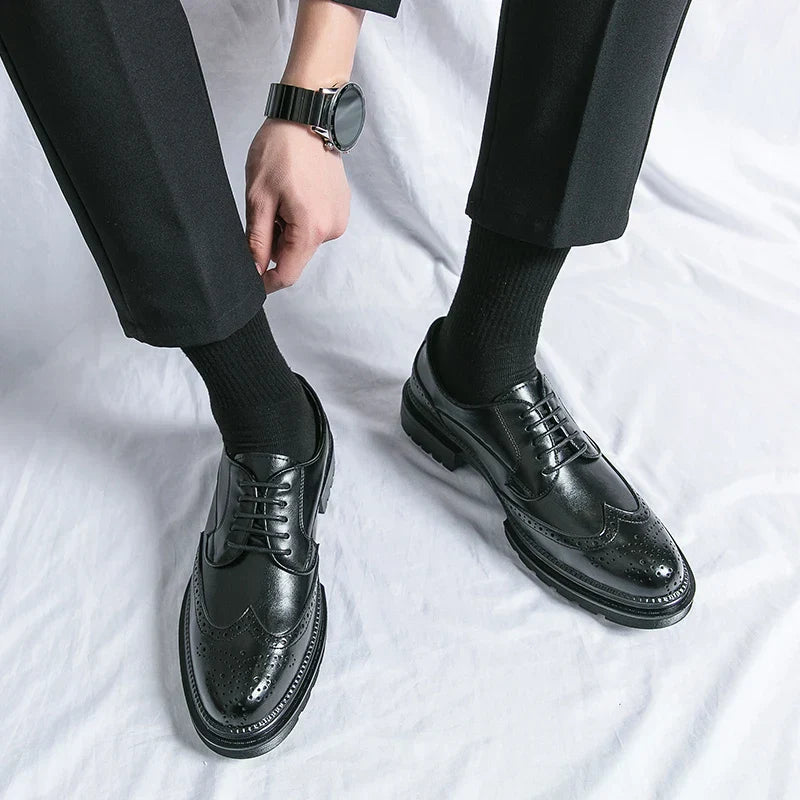 Drune | Leder Formelle Loafers Für Herren Mit Brogue Detail Und Robuster Sohle