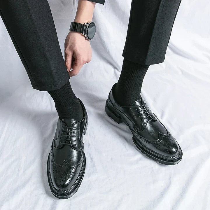 Drune | Leder Formelle Loafers Für Herren Mit Brogue Detail Und Robuster Sohle