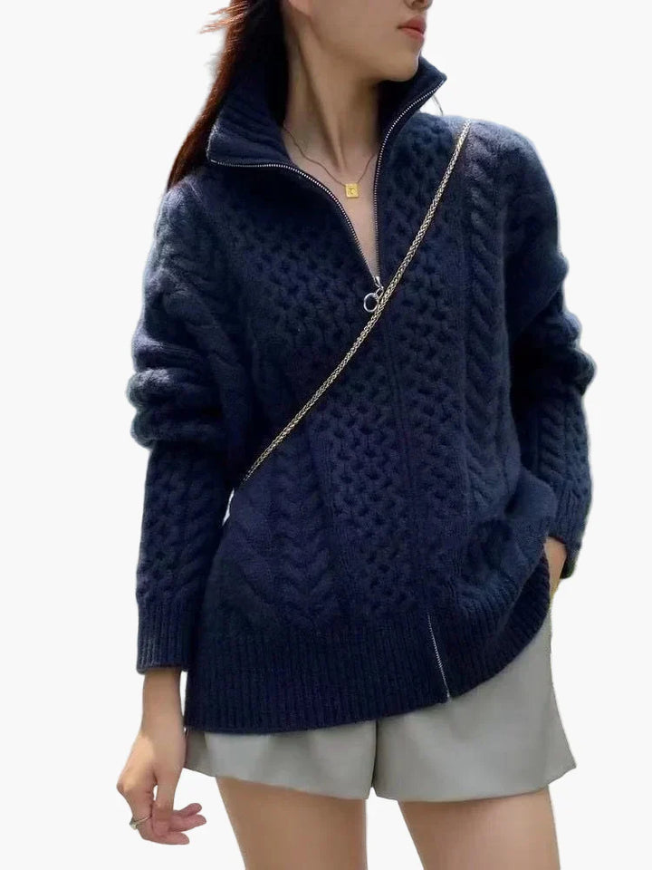 Drune | Strickjacke mit Zopfmuster, lässiger Cardigan, modisch für Alltag und Freizeit