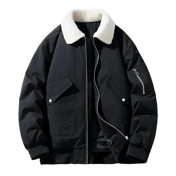 Drune | Winter Bomberjacke mit modischem Lammfellkragen - Lässiger Stil für kalte Tage