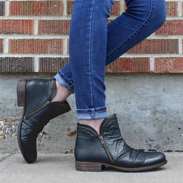 Drune - Damen Reißverschluss Stiefeletten