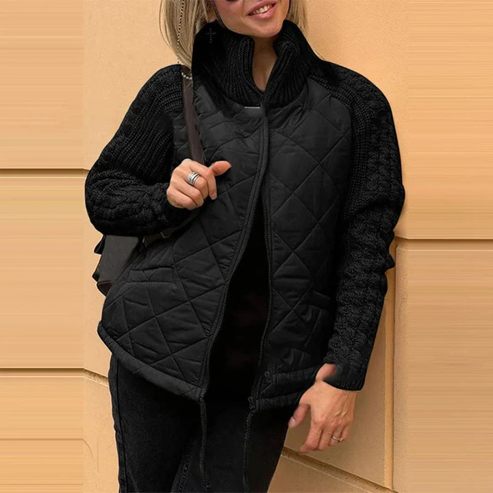 Drune | Modische Steppjacke Mit Strickärmeln Für Frauen