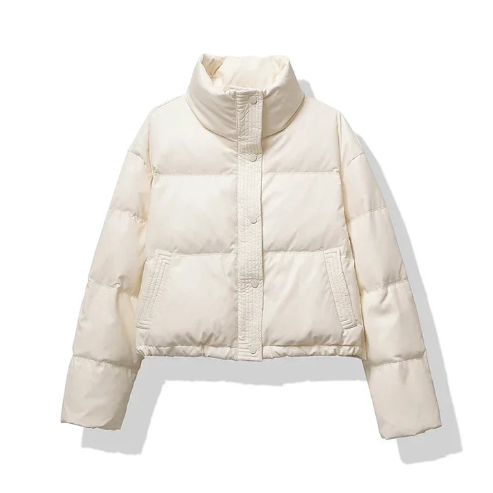 Drune | Damen cropped glänzende Pufferjacke