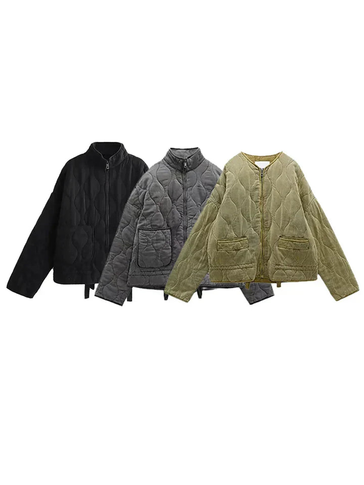 Drune | Gepolsterte Uni-Farbe Reißverschlussjacke