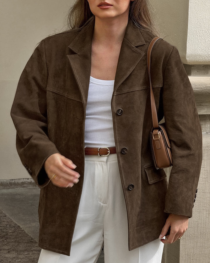 Drune | Lässige Wildlederjacke mit retro Samt-Revers