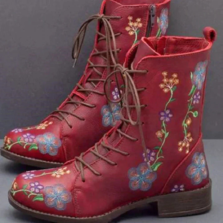 Drune | Retro-Stiefel mit Ethnischer Stickerei