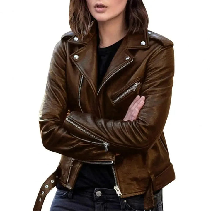 Drune | Leder Motojacke - Asymmetrischer Reißverschluss - Elegant und stilvoll - Biker-inspiriert