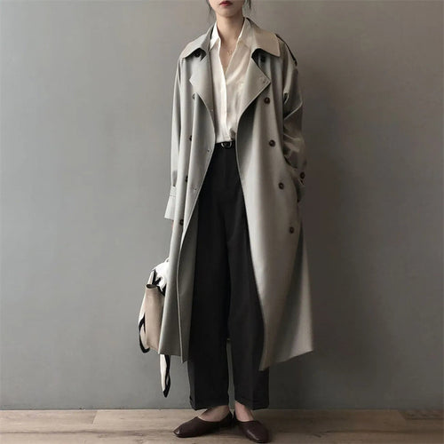 Drune Klassischer Trenchcoat Damen | Oversized Windbreaker, Doppelreihig