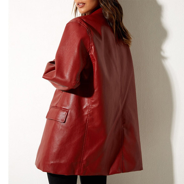 Drune | Vintage Blazer mit Lederlook für Damen