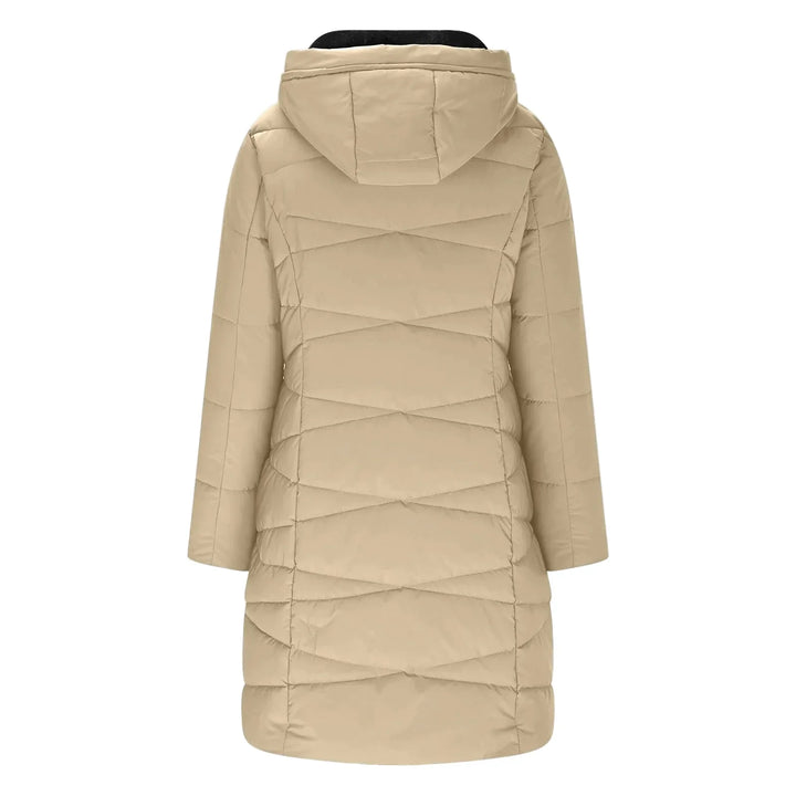 Drune | Winter Steppmantel Lang - Winddichte Kapuzenjacke mit Reißverschluss, Modisch & Elegant