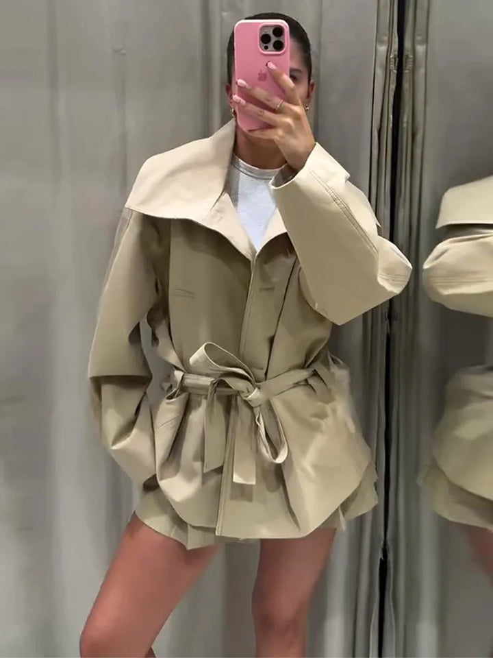 Drune | Trenchcoat Damen Trenchcoat mit Einer Reihe Von Knöpfen und Gürtel