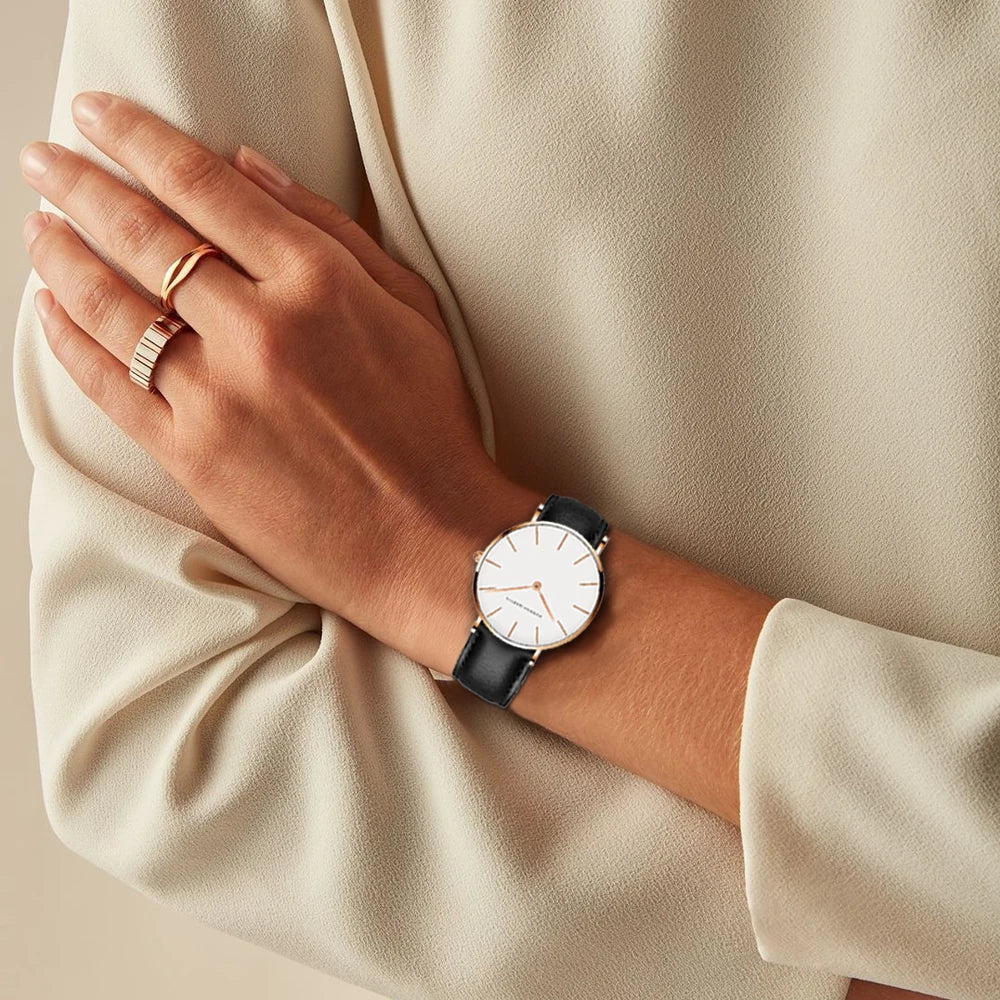 Drune | Runde Zeitlose Minimalistische Uhr Mit Lederband