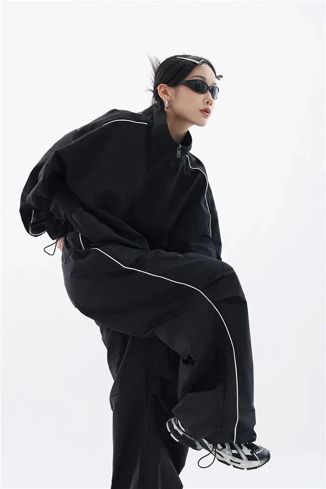 Drune | Oversized Sportlich Schwarz Trainingsanzug