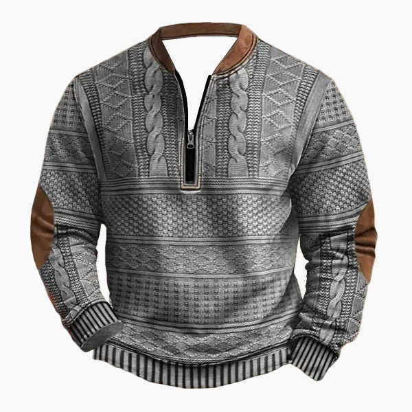 Drune | Strickpullover mit Zopfmuster und Viertelreißverschluss - Modischer Freizeitpullover für Herbst und Winter