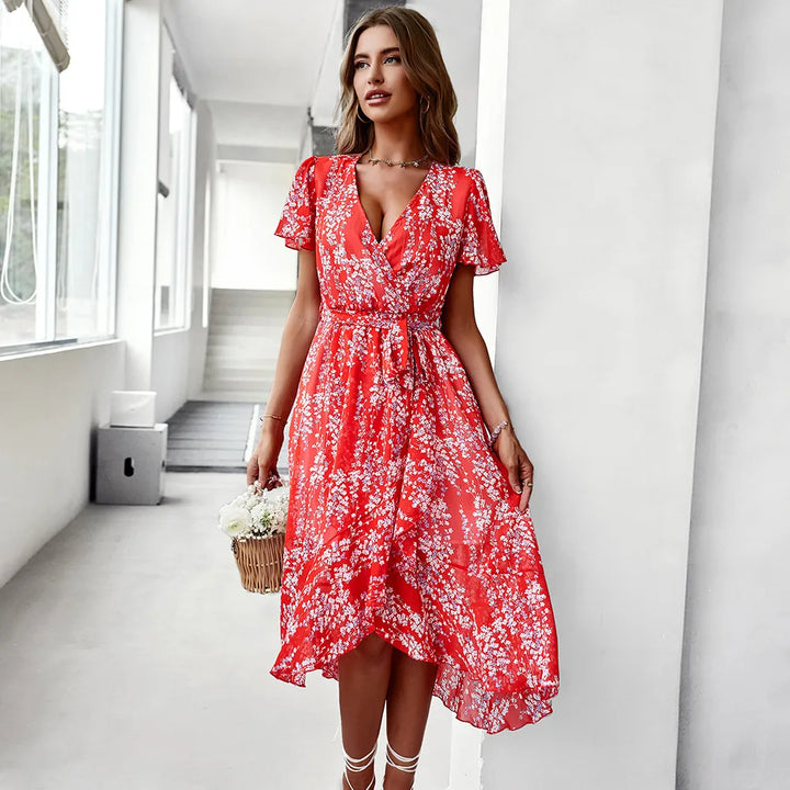 Drune | Kurzarmkleid mit V-Ausschnitt für Frauen