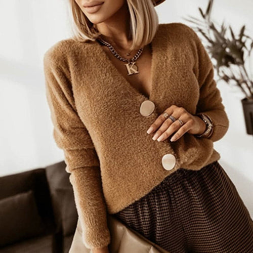 Drune | Strickjacke - Weiche Strickware - V-Ausschnitt - Große Knöpfe - Lockere Passform