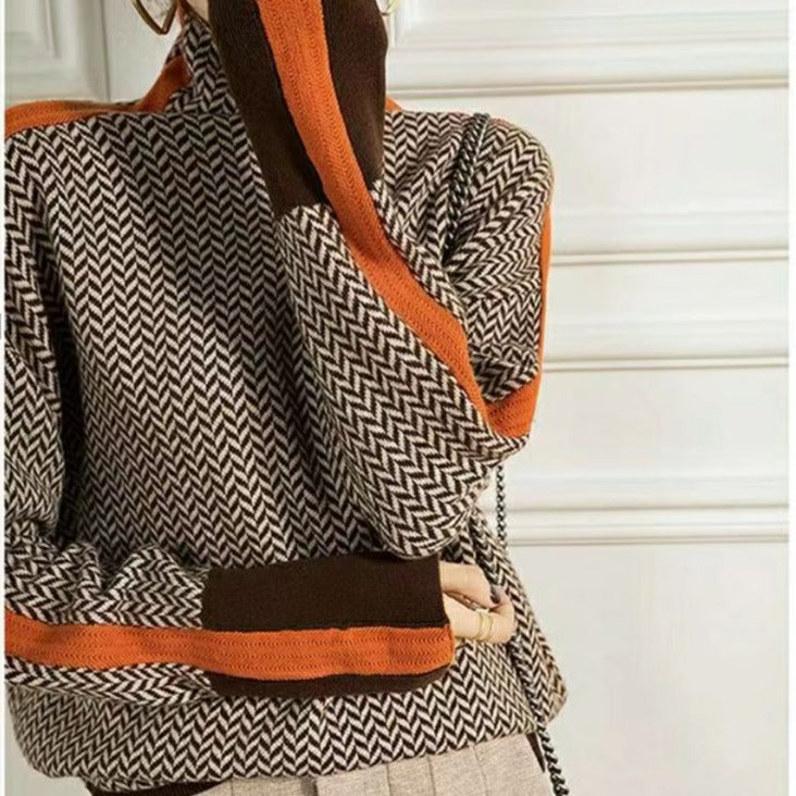 Drune | Geometrisch gestrickter Rollkragenpullover