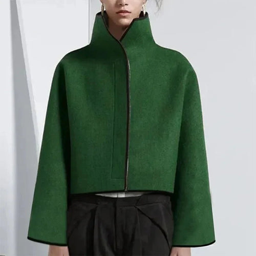 Drune | Neck Cropped Wool Coat - Minimalistischer Stil - Warme Oberbekleidung - Elegante Passform
