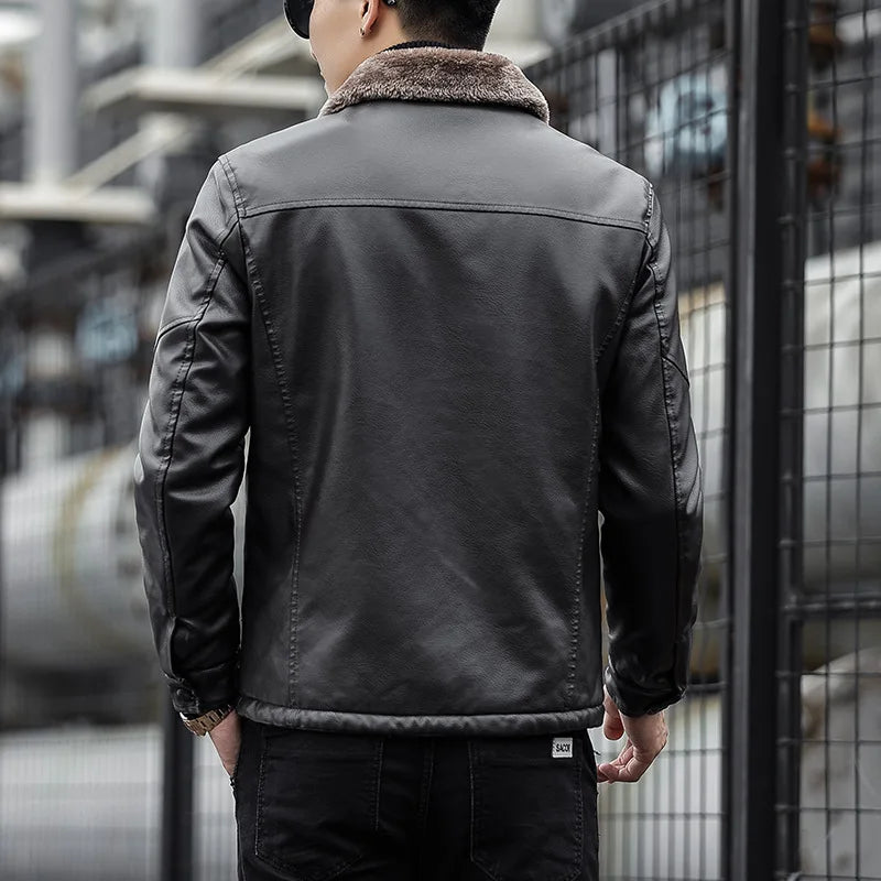 Drune | Leder Herrenjacke mit Kragen