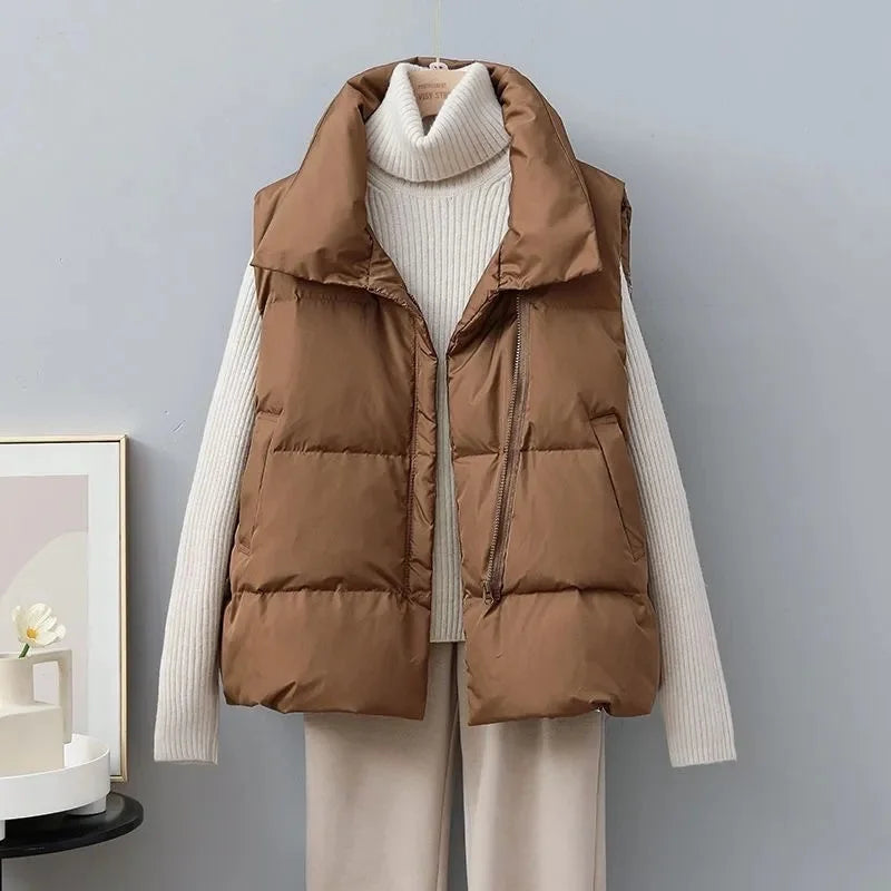 Drune | Kurze Pufferweste mit Hohem Kragen Polyester Minimalistisch, Komfortabel