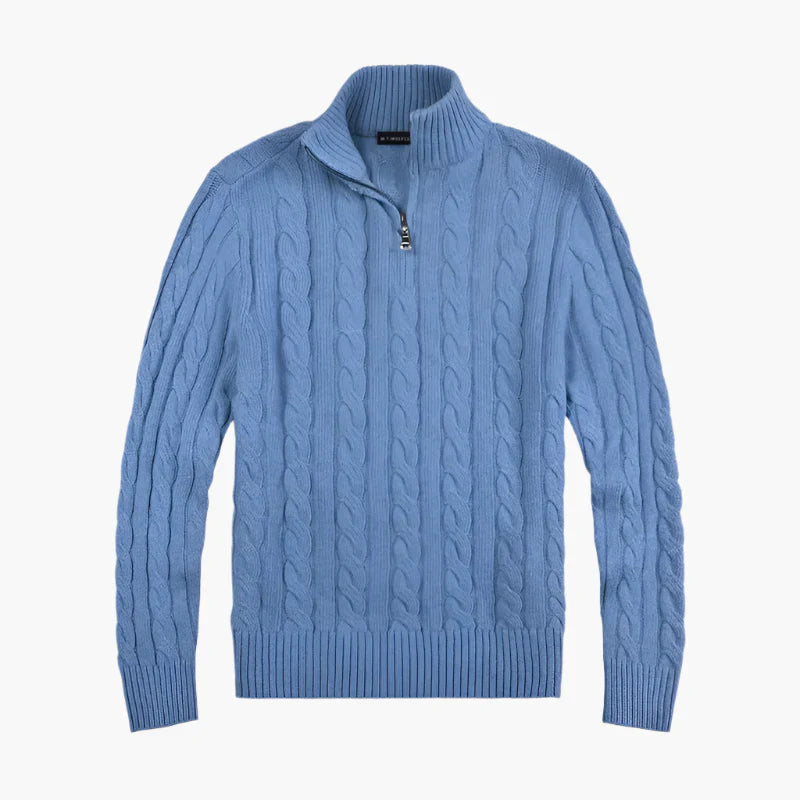 Drune | Pullover mit Zopfmuster und halbem Reißverschluss - Eleganter Freizeit-Strickpullover