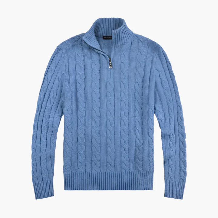 Drune | Pullover mit Zopfmuster und halbem Reißverschluss - Eleganter Freizeit-Strickpullover