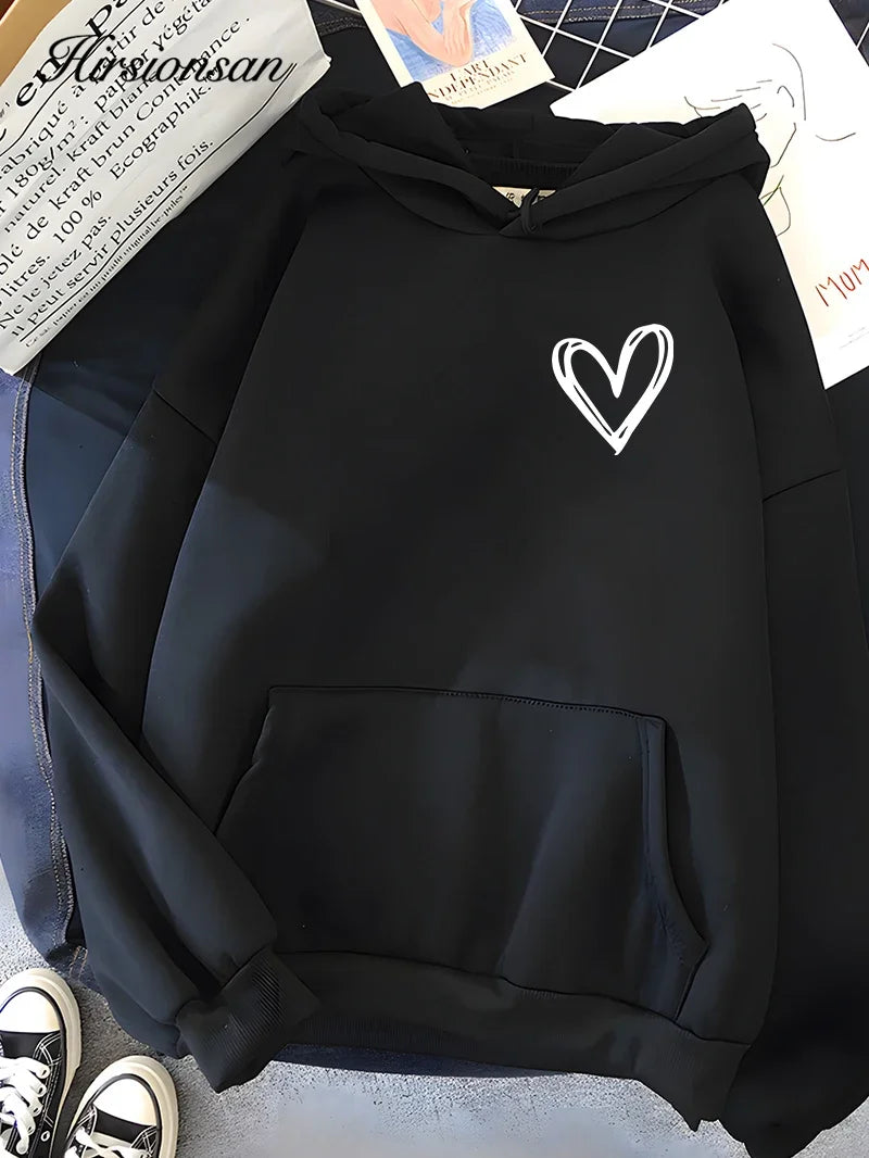 Drune | Hoodie mit Herzprint Polyester Komfortabel und Trendy