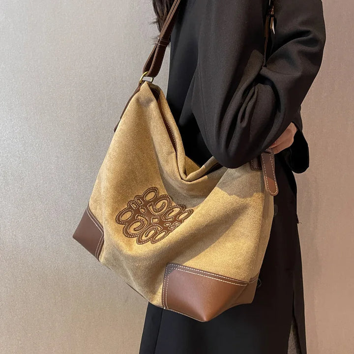 Drune | Damen Luxus Marke Messenger Taschen Retro Braun Crossbody Tote Taschen Eimer Clutch Tasche Einkauf Große Kapazität Reisetasche