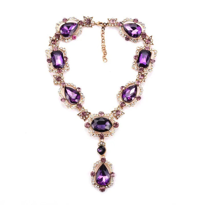 Drune | Statement Rhinestones Schmuck Große Edelstein Gem Stein Kristall Viktorianischer Schmuck Grüner Smaragd Bib Halskette für Frauen