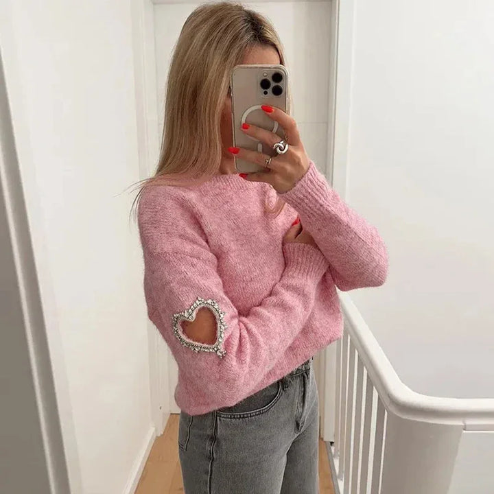 Drune | Mode Liebe Herz Ausgehöhlter Pullover