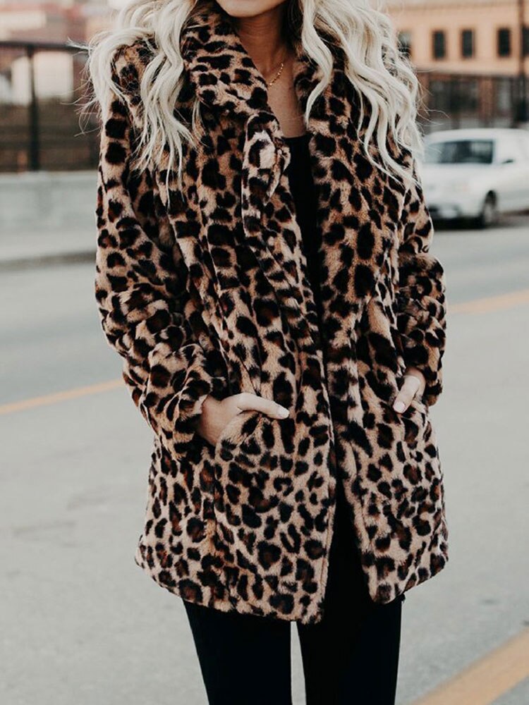 Drune - Damen Leoprint Kunstpelzjacke für einen mutigen, stilvollen Look
