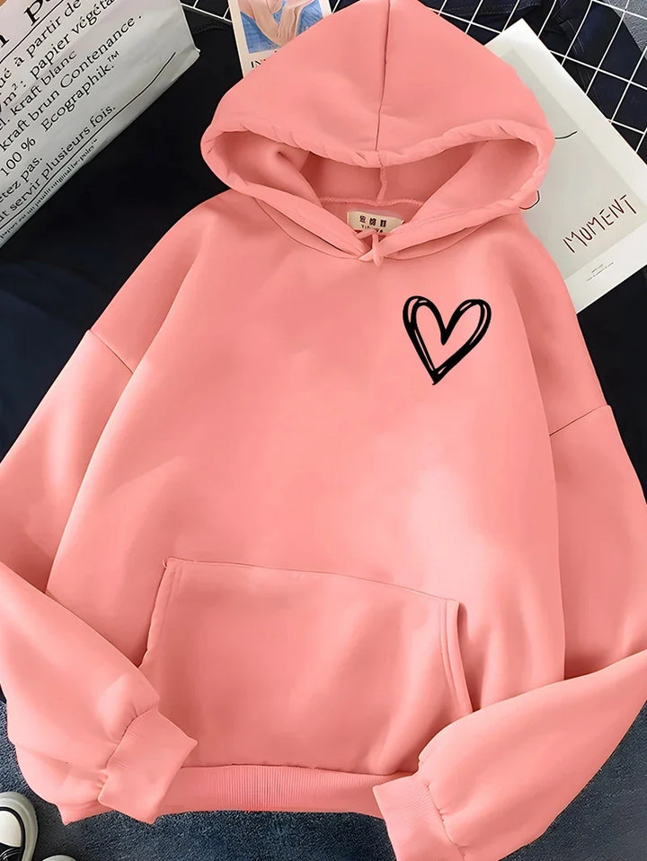 Drune | Hoodie mit Herzprint Polyester Komfortabel und Trendy