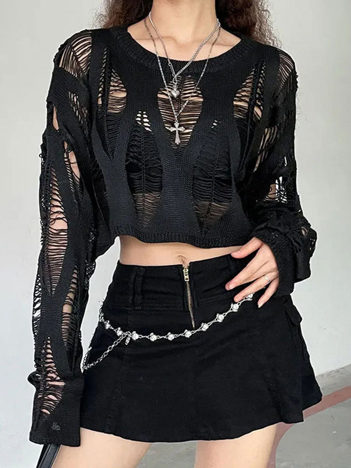 Drune - Durchbrochene Strickbluse mit Sonnenschutz