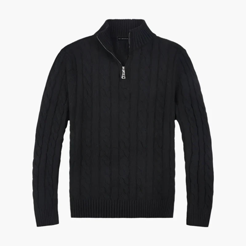 Drune | Pullover mit Zopfmuster und halbem Reißverschluss - Eleganter Freizeit-Strickpullover
