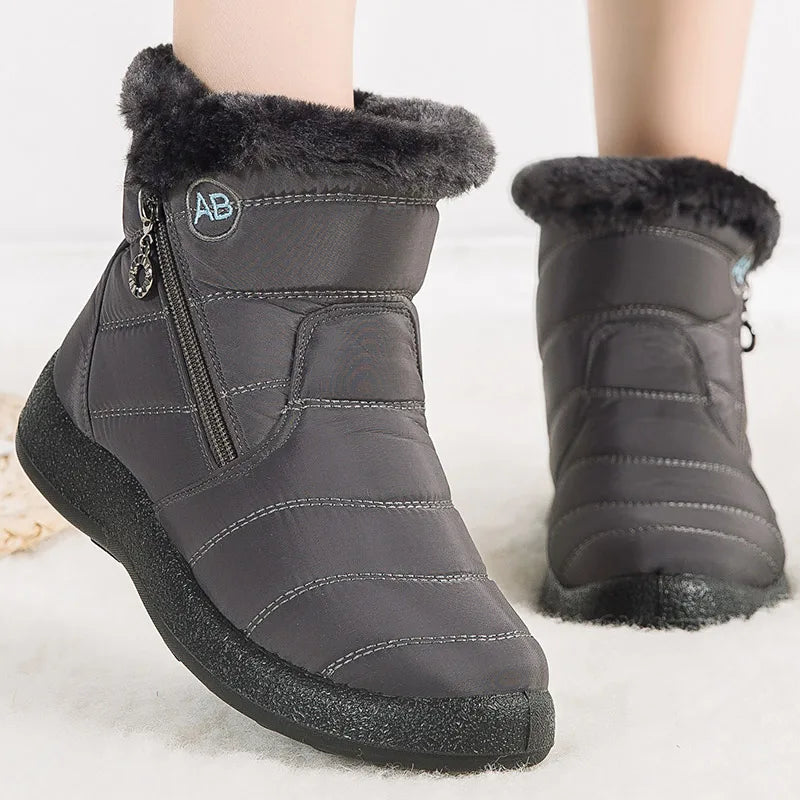 Drune | Schneestiefel - Mid-Calf - Wasserabweisend - Kunstfell gefüttert - Seitenreißverschluss