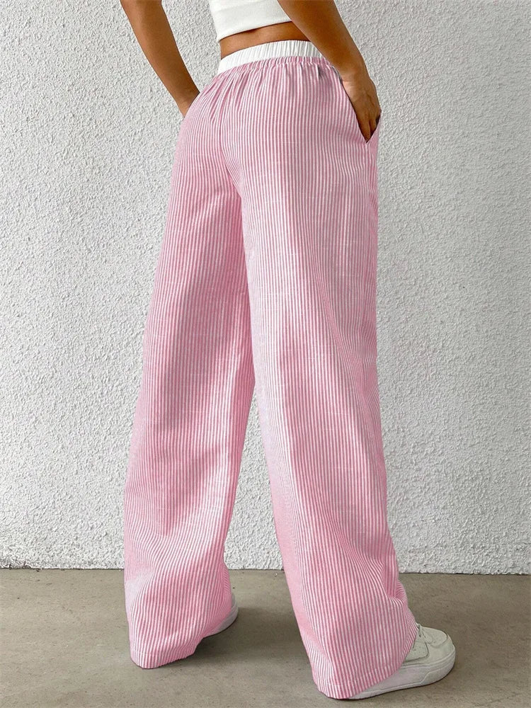 Drune | Gestreifte Hose mit Weitem Bein