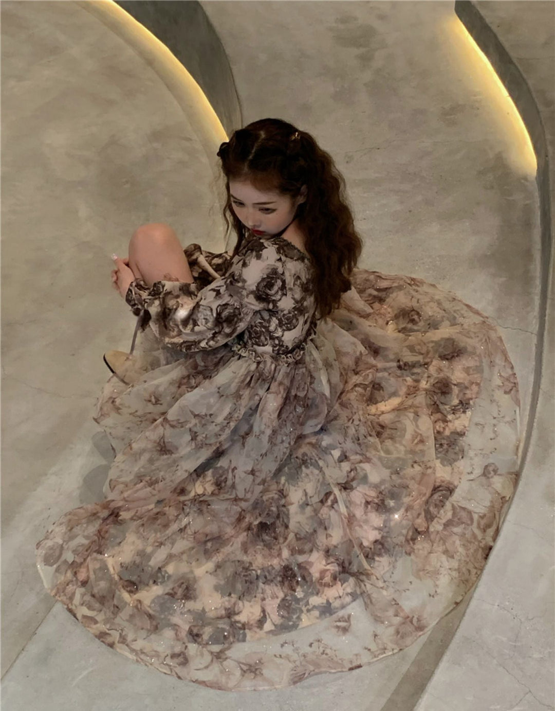 Drune | Floral Fairy Princess Kleid mit Abnehmbarem High-Low Rockschicht