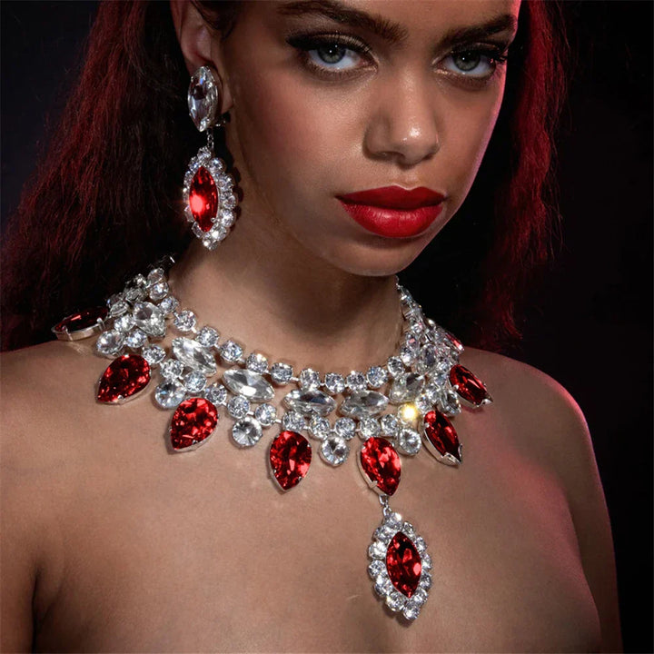 Drune | Boho Silber Luxus Rhinestone Wassertropfen Anhänger Choker für Frauen Sexy Kristall Halskrause Statement Halskette Schmuck Zubehör