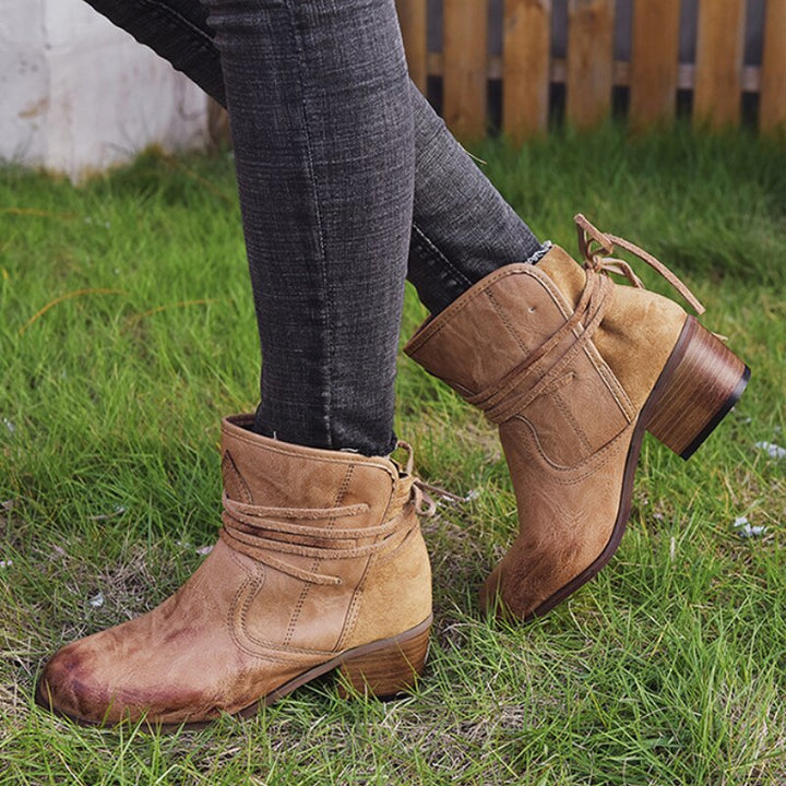 Drune | Damenstiefel Weinlese Schnürstiefel