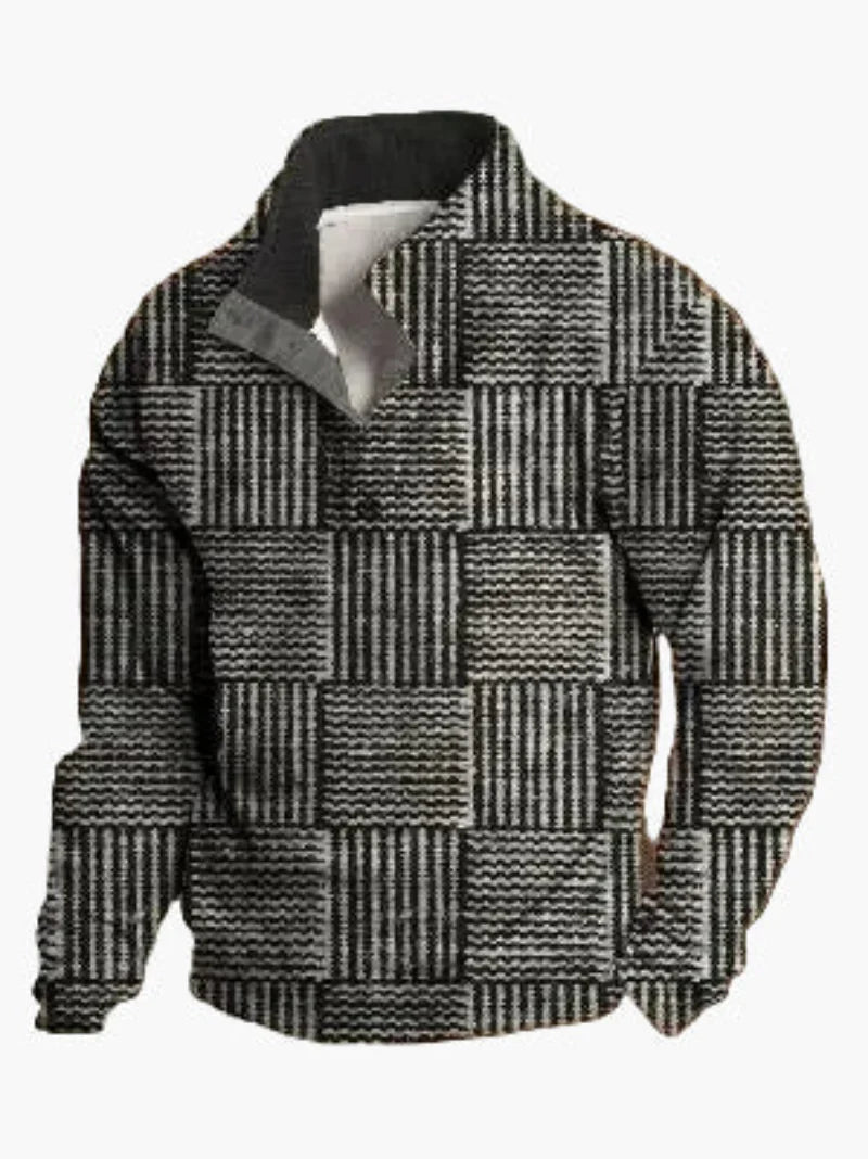 Drune | Retro Cowboy Sweatshirt mit Digitaldruck und Stehkragen - Western Casual Pullover für Outdoor und Freizeit
