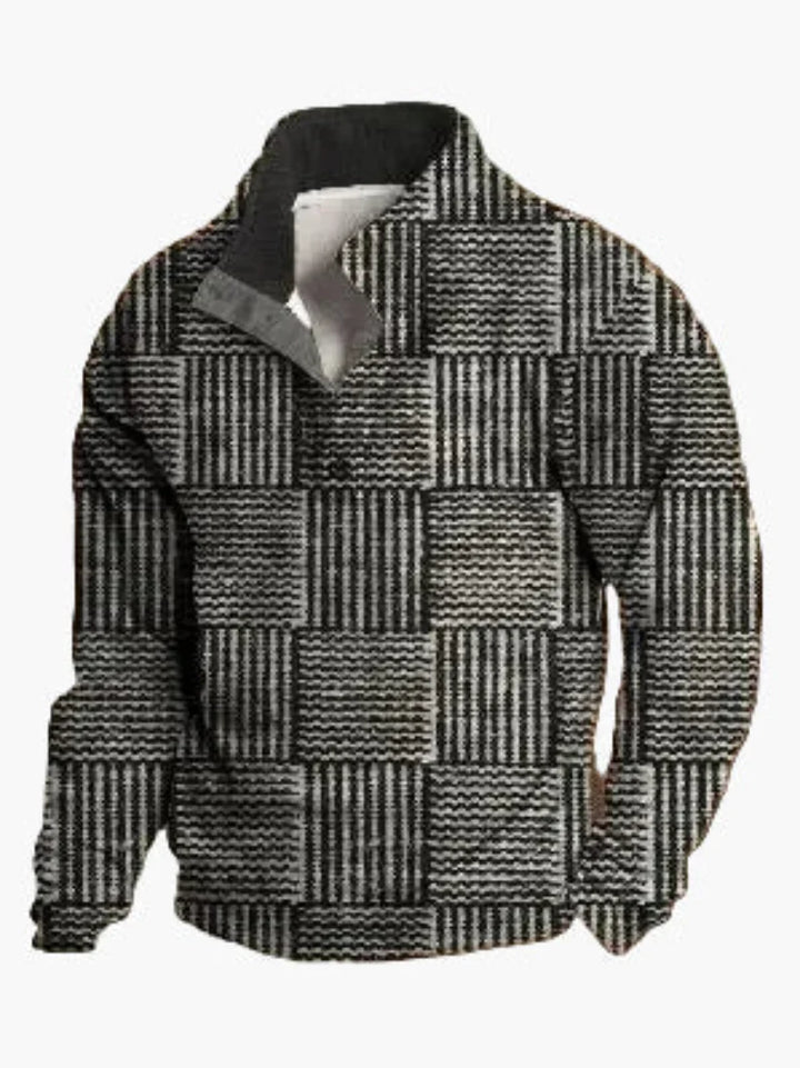 Drune | Retro Cowboy Sweatshirt mit Digitaldruck und Stehkragen - Western Casual Pullover für Outdoor und Freizeit