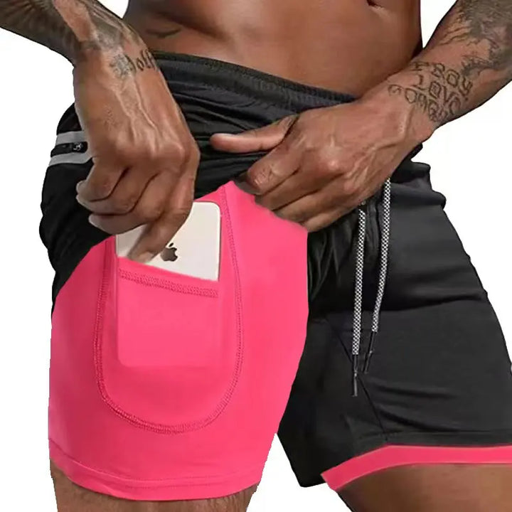 Drune | Herren 2 in 1 Laufshorts Schnelltrocknend Für Sport Und Training Selfico
