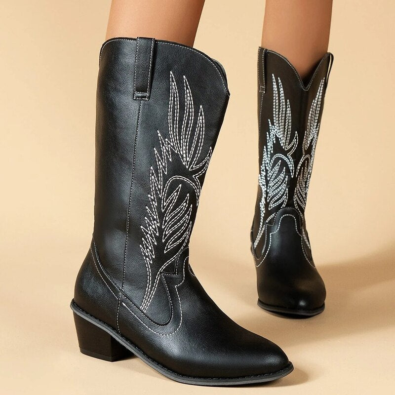 Drune Cowboy-Stiefel | Hochwertige Damenstiefel mit Boho-Print